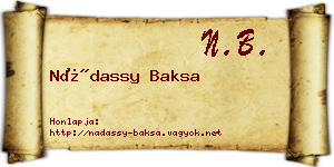 Nádassy Baksa névjegykártya